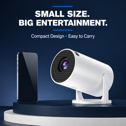 Smart Mini Projector – Native 1080P HD, 4K Supported, Portable Home Theater with WiFi & Bluetooth