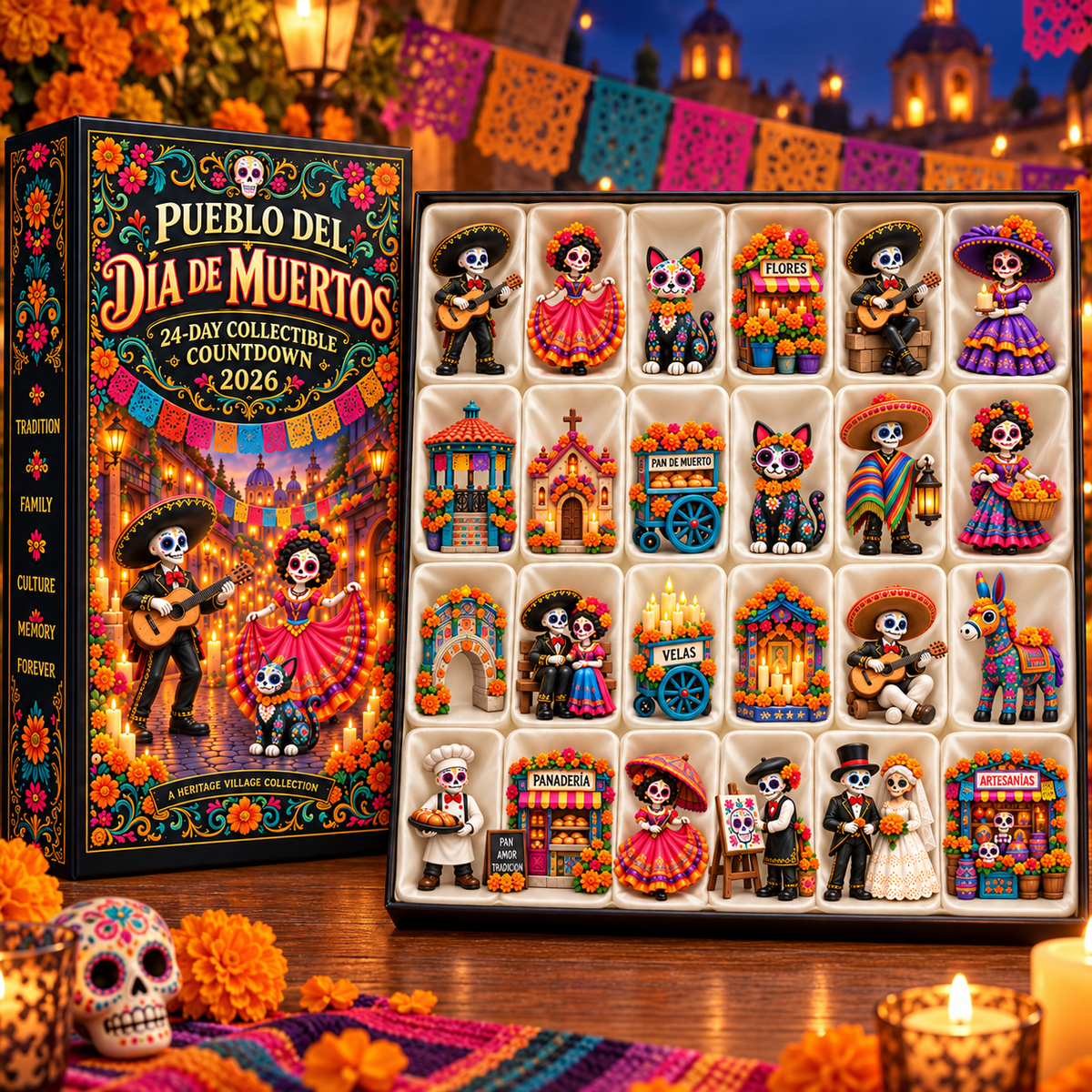 🕯️ 2026 Día de los Muertos Advent Calendar – 24 Miniature Village Collectibles