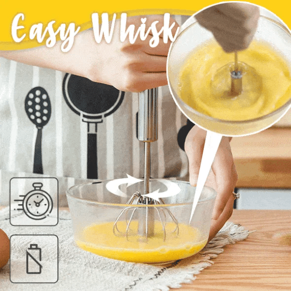 🥄 Semi-Automatic Push Whisk – Stainless Steel Hand Mixer