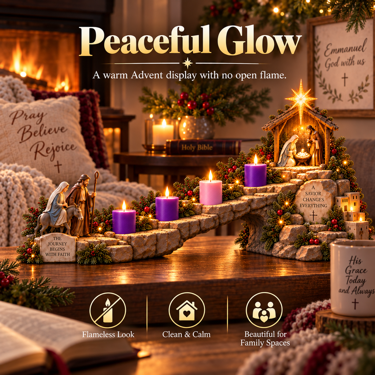 ✝️ Journey to Bethlehem – 4-Week Light-Up Nativity Advent Countdown