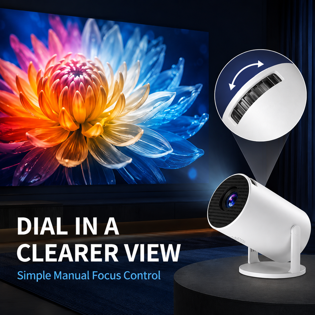 Smart Mini Projector – Native 1080P HD, 4K Supported, Portable Home Theater with WiFi & Bluetooth