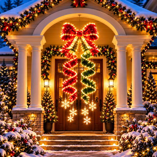 🎀⭐Giant Lighted Christmas Bow Hanging Decoration