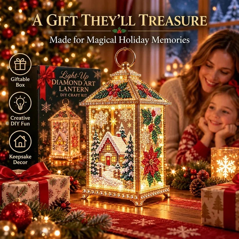 🎄 DIY Light-Up Christmas Diamond Art Lantern Kit – Create Your Own Magical Holiday Glow ✨