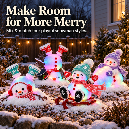 ☃️✨ Light-Up Christmas Snowman Decorations – 4 Adorable Styles to Brighten Your Holiday Garden! 🎄