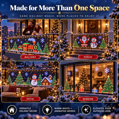 🎄 Smart RGB Pixel Curtain Lights – App-Controlled Animated Holiday Display for Balcony & Window Decor-2m*1.5m