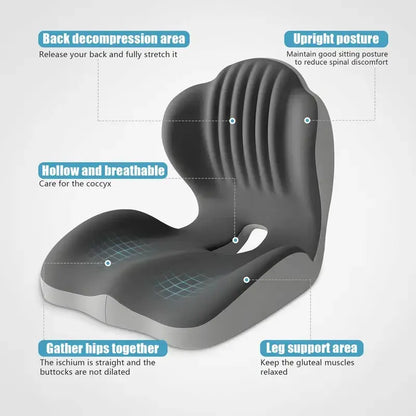 🔥Memory Foam Seat Cushion – Lumbar Support, Back Pain Relief, Pressure Reduction