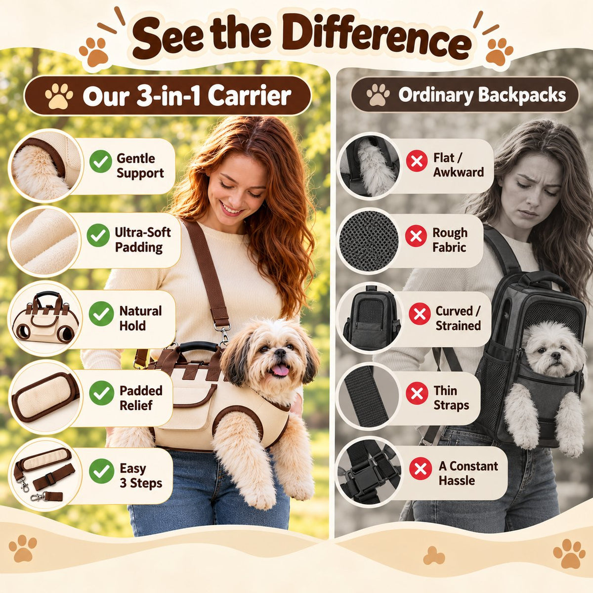 ⏰50% OFF – 😽Portable Breathable Pet Carrier Sling & Backpack 🐾🐶