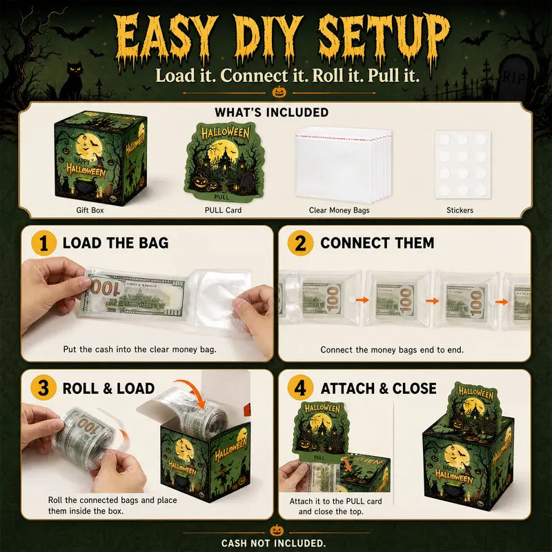 👻Trick or Treat Pull Box – Halloween Cash & Gift Surprise