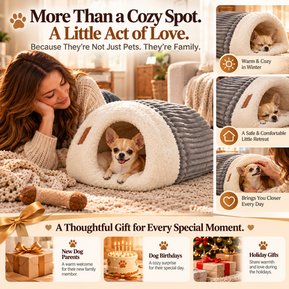 🐾☁️ Cozy Cave Dog Bed – A Soft & Snuggly Hideaway for Your Furry Friend! 🐶❤️