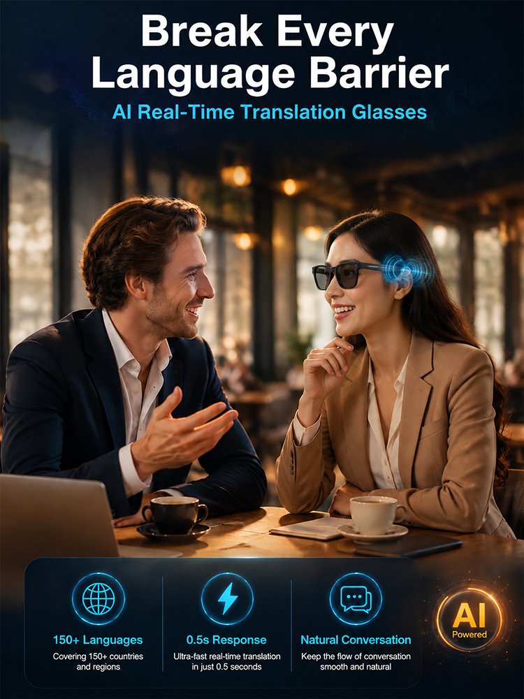 ⏳Last Day 49% OFF🌍 AI Smart Glasses: 100% Offline Translation, Zoom & Explore Smarter 🚀