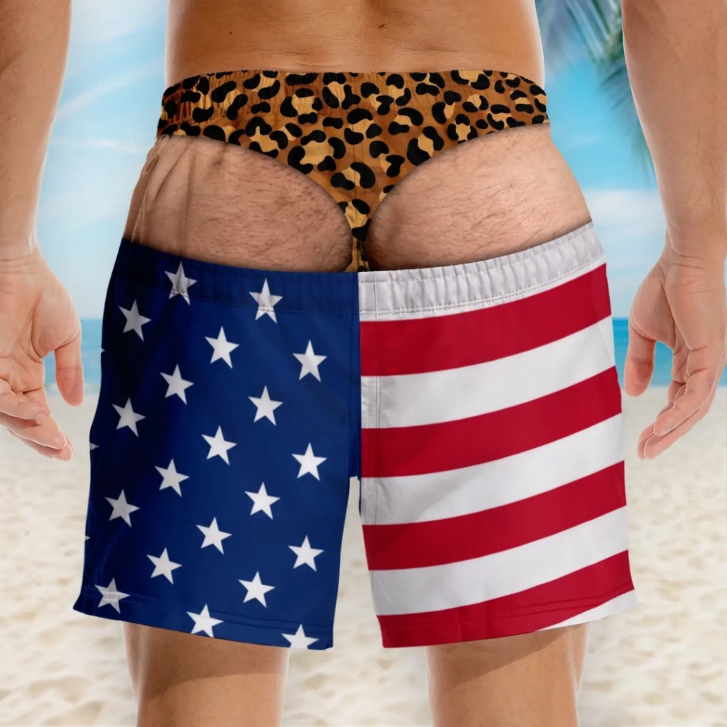 🔥Funny Patriotic Wide Load Swim Trunks for Men