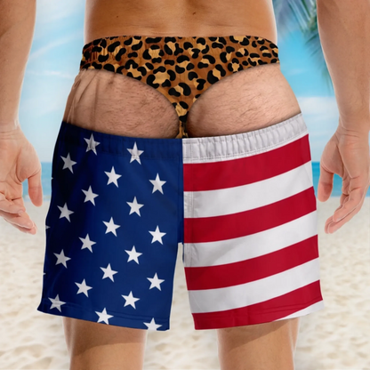 🔥Funny Patriotic Wide Load Swim Trunks for Men