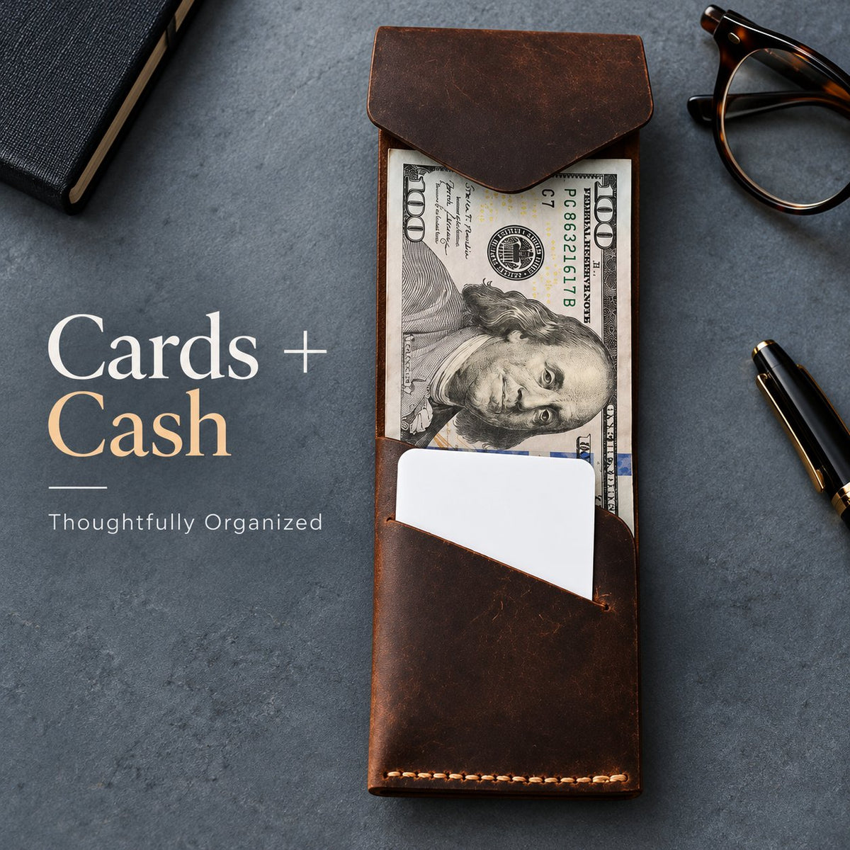 💳✨ Handmade Genuine Leather Wallet for Men – Slim Magnetic Card & Cash Holder