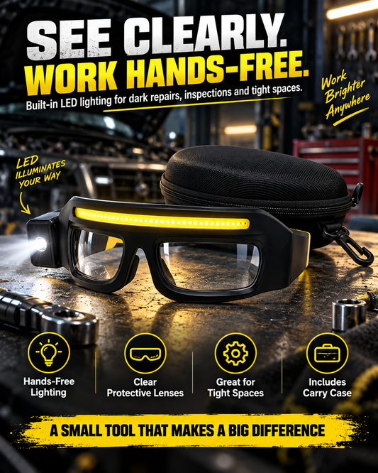 🔧Hands-Free LED Work Glasses – Light Where You Look