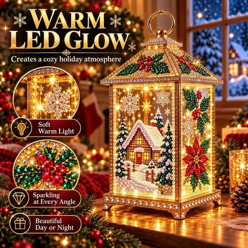 🎄 DIY Light-Up Christmas Diamond Art Lantern Kit – Create Your Own Magical Holiday Glow ✨