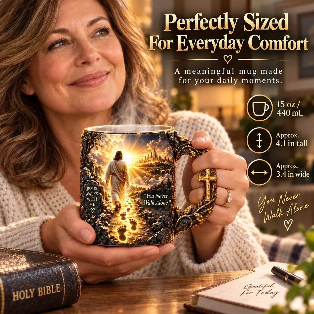 ✝️✨ 49% OFF – Jesus Walks With Me Heat-Reveal Mug | A Daily Reminder of Faith & Love! ❤️☕