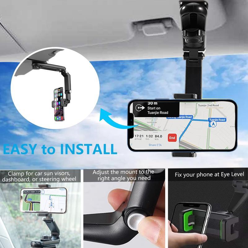 🚗📱 1080° Rotating Car Sun Visor Phone Holder – Adjustable Hands-Free Phone Mount ✨