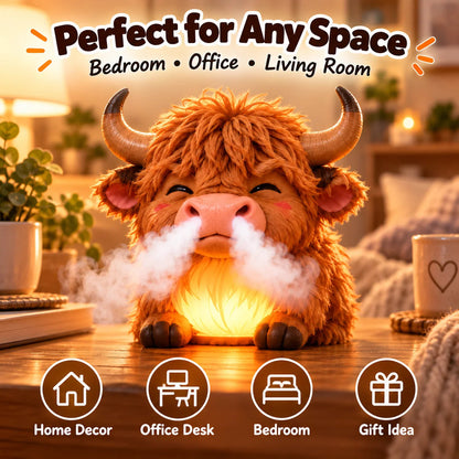 Highland Cow Huff™ – Tap-to-Puff Humidifier & Colorful Night Light