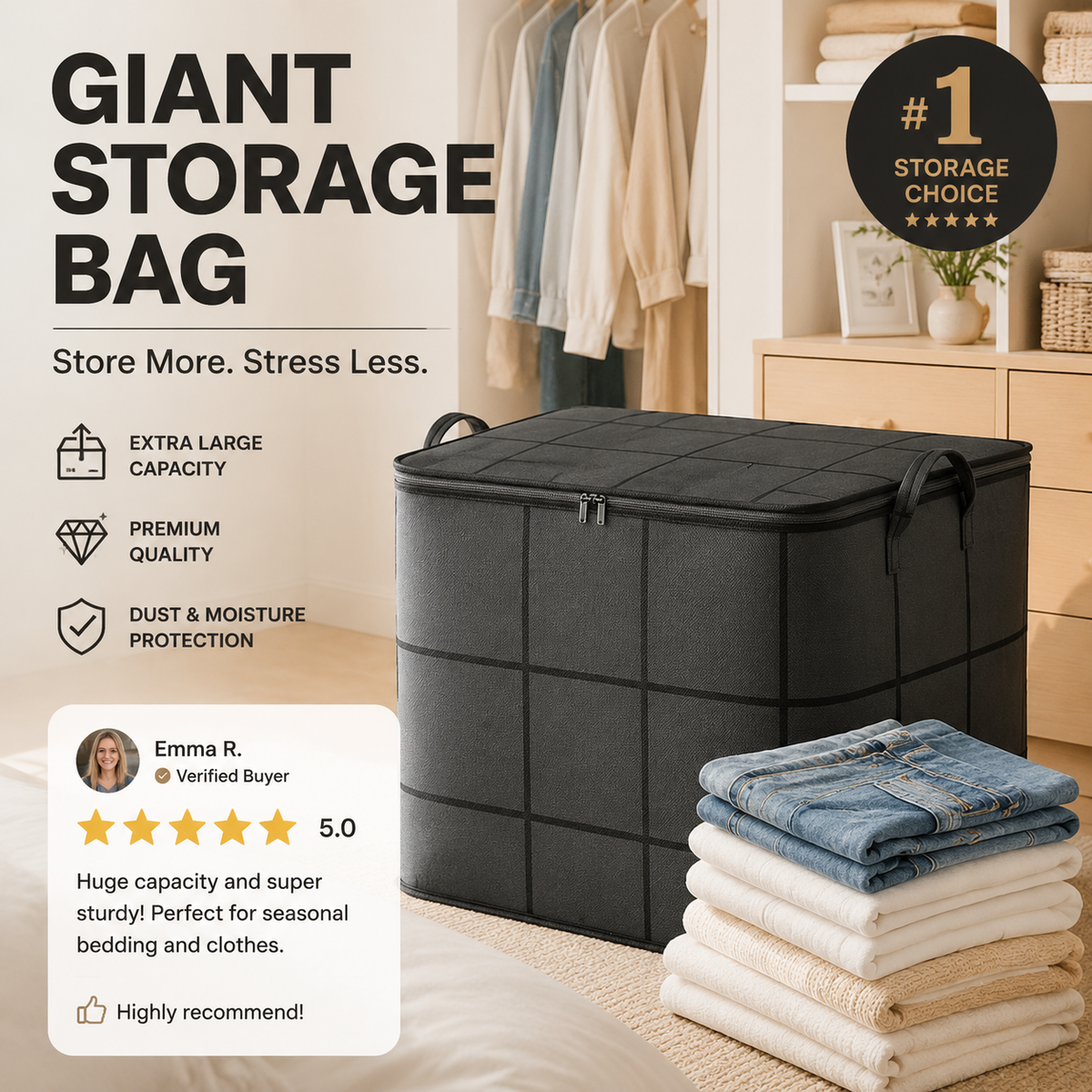 🔥 50% OFF! Giant Foldable Storage Bag – Store More, Worry Less! 📦
