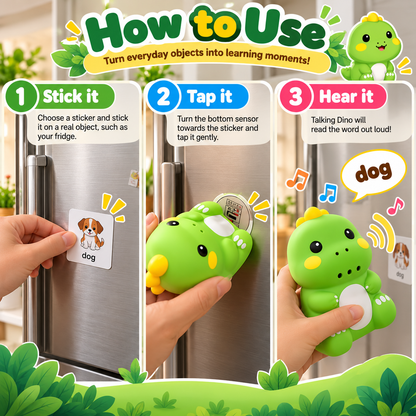 🦕 Talking Dino – Screen-Free Interactive Learning Toy | 600+ Words & 130 Stickers ✨