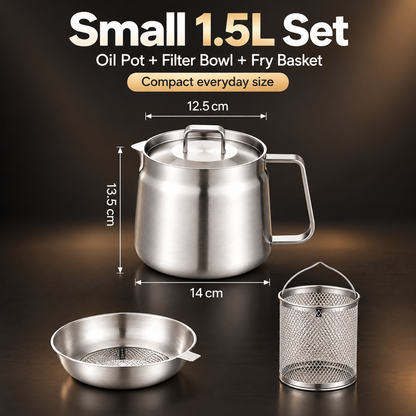 🍟🔥 3-in-1 Stainless Steel Fryer Pot – Fry, Strain & Store Oil with Ease! ✨👨‍🍳