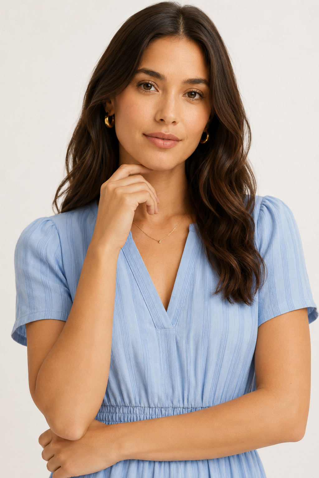 Tiered Notched Short Sleeve Dress