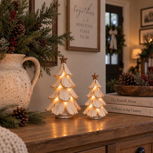 🎄 Vintage Lighted Christmas Tree – Warm Holiday Glow