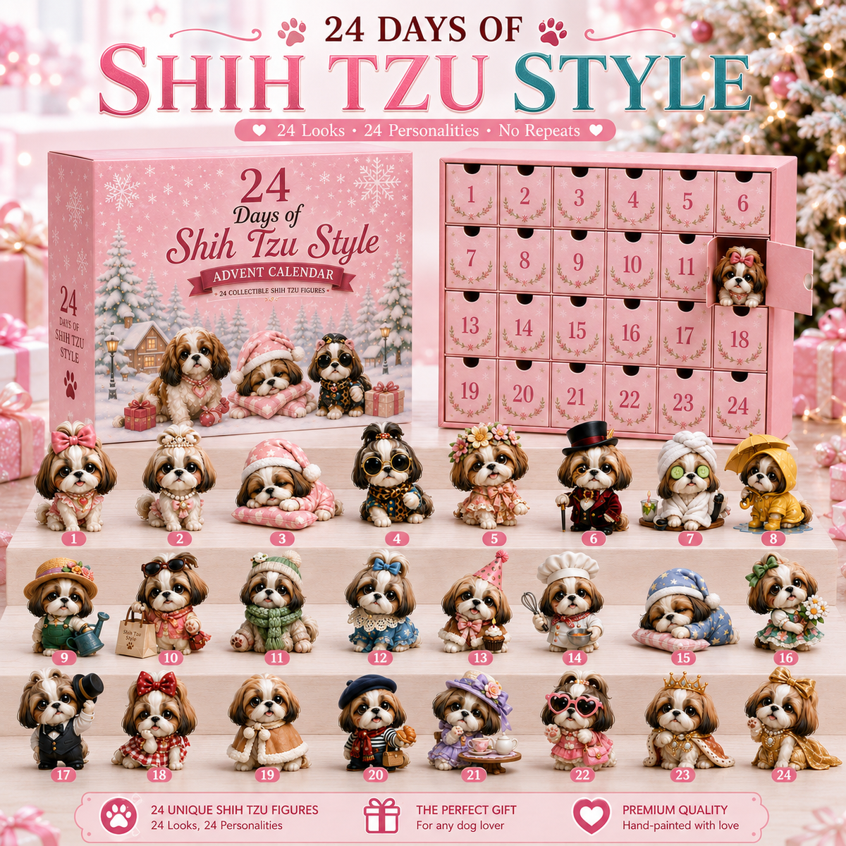 ⏰Limited Stock 50% OFF - 🎀24 Days of Shih Tzu Style Advent Calendar – 24 Unique Shih Tzu Collectibles 🐾