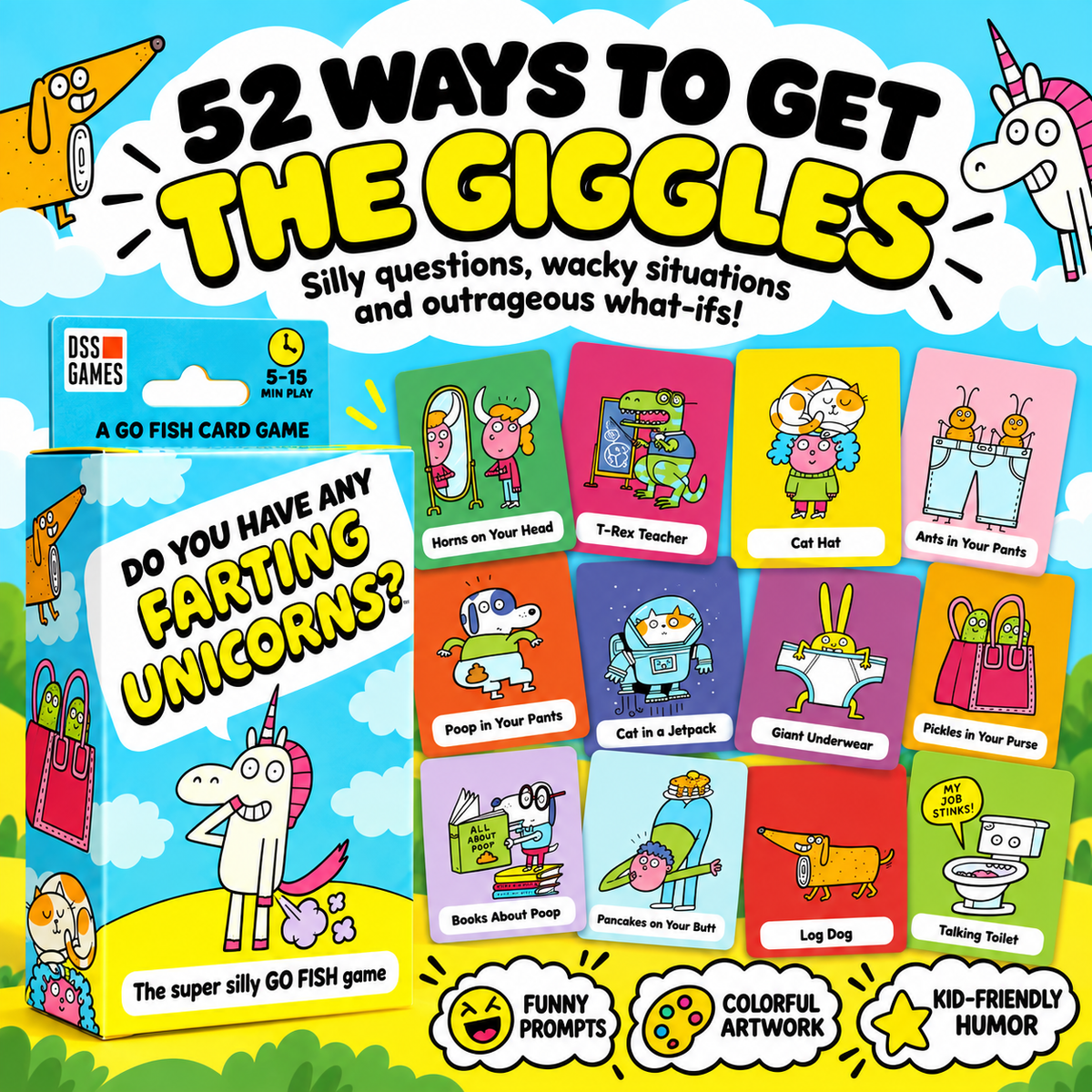 🤣 50% OFF Today! ⏳Super Silly Go Fish Card Game for Kids & Family Game Night