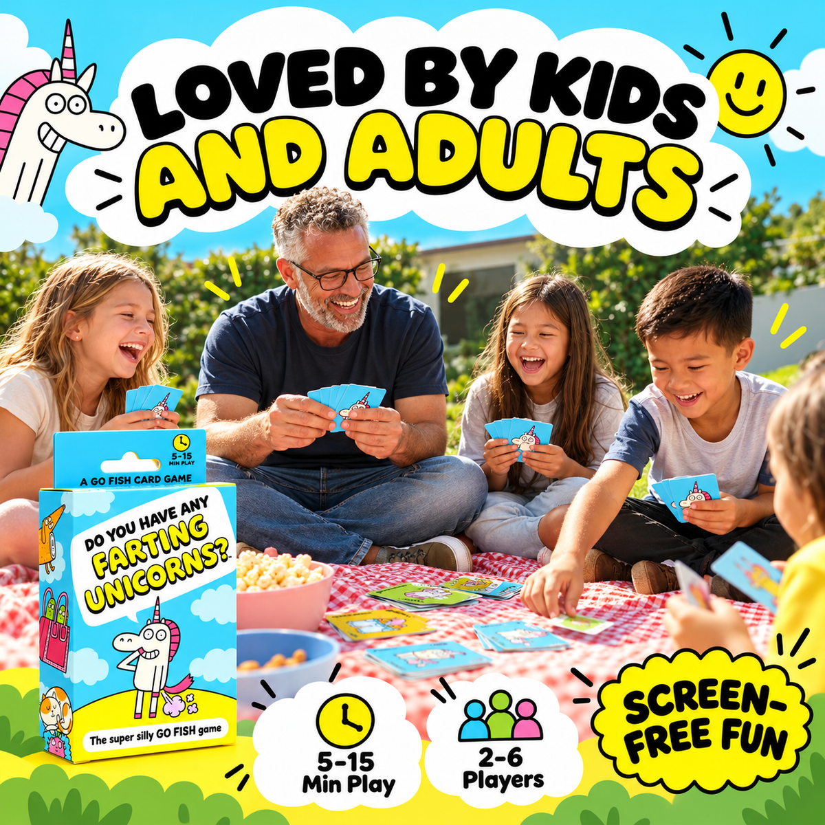 🤣 50% OFF Today! ⏳Super Silly Go Fish Card Game for Kids & Family Game Night