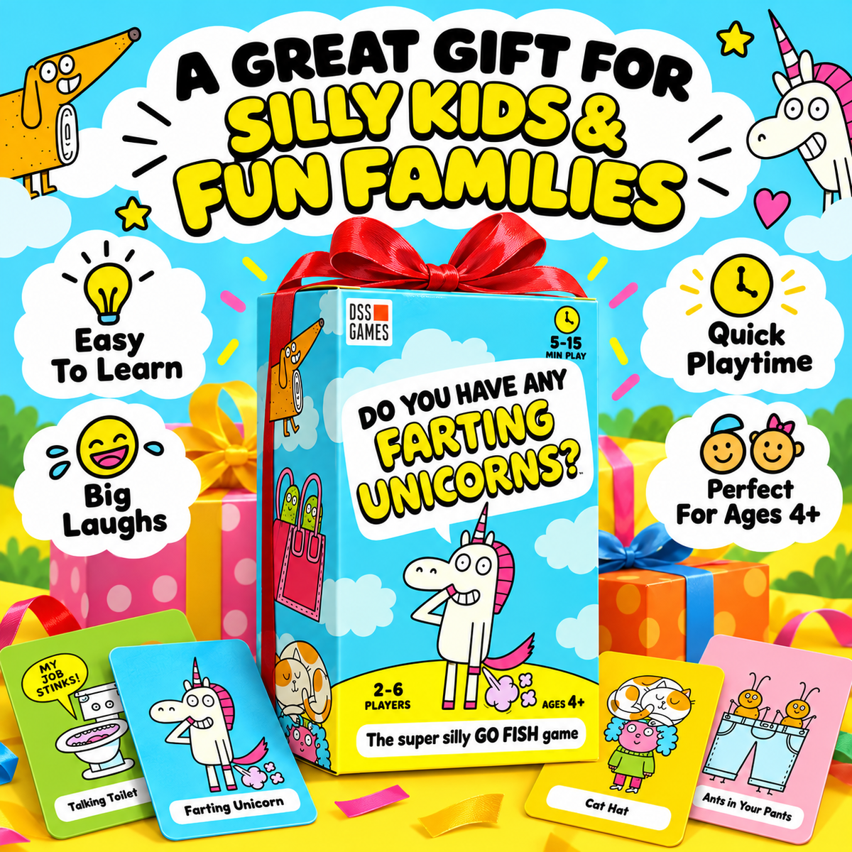 🤣 50% OFF Today! ⏳Super Silly Go Fish Card Game for Kids & Family Game Night