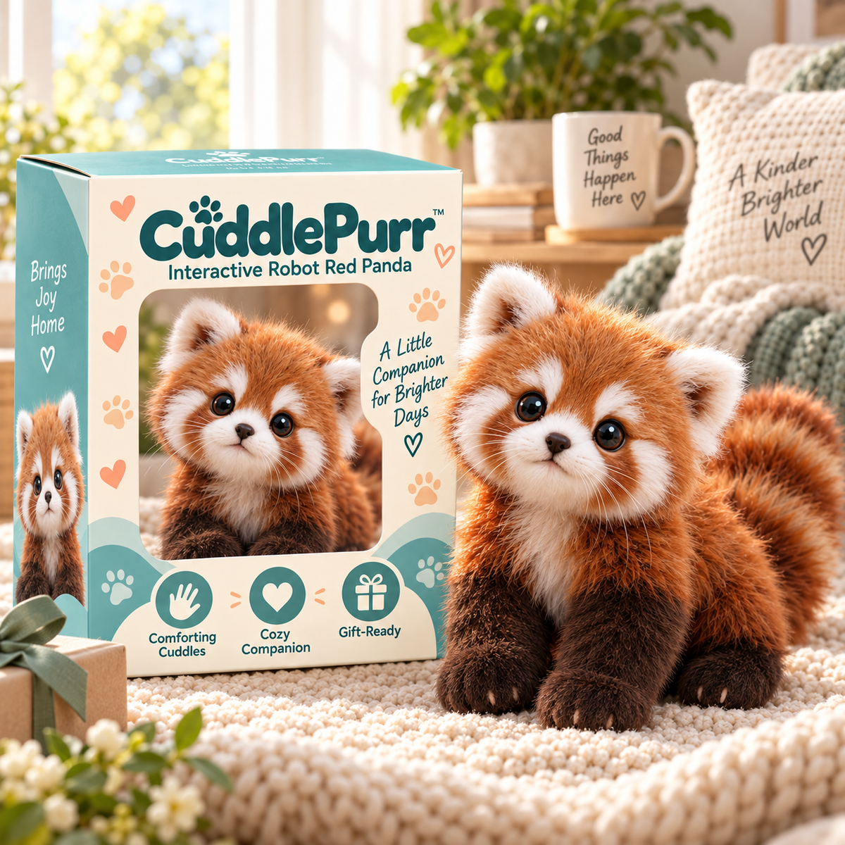 🐾🧸 CuddlePurr™ Red Panda Interactive Plush Toy – Cute Companion Stuffed Animal for Kids