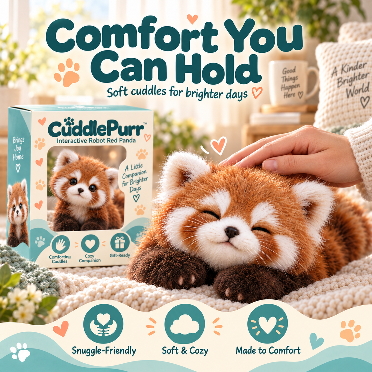 🐾🧸 CuddlePurr™ Red Panda Interactive Plush Toy – Cute Companion Stuffed Animal for Kids