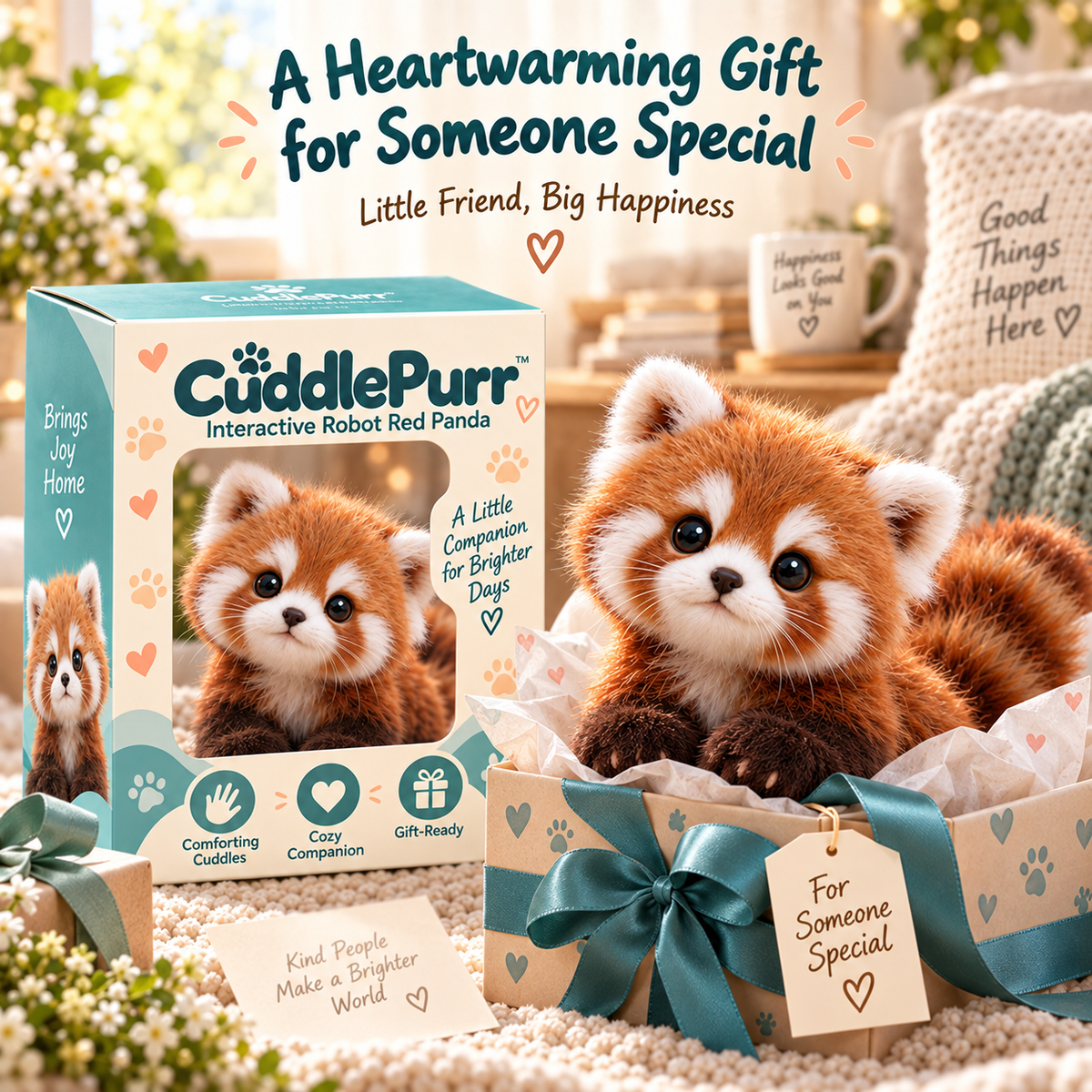 🐾🧸 CuddlePurr™ Red Panda Interactive Plush Toy – Cute Companion Stuffed Animal for Kids