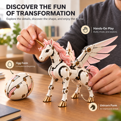 🔥Last Day 60% OFF🦄 2-in-1 Transforming Mechanical Unicorn Egg – Winged Fantasy Figure