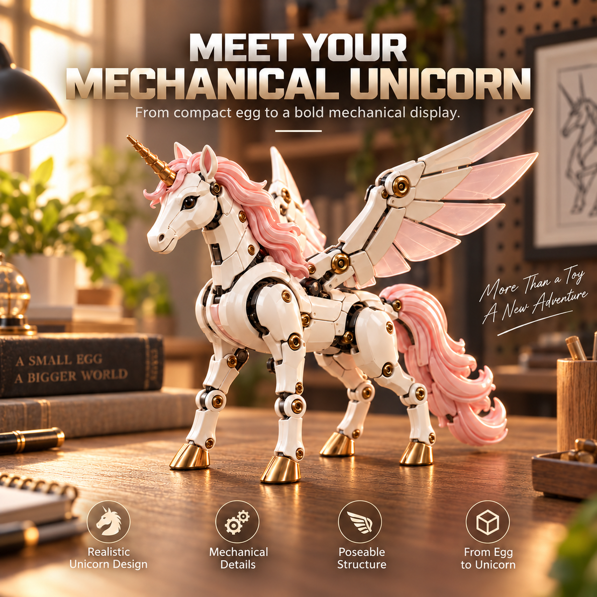 🔥Last Day 60% OFF🦄 2-in-1 Transforming Mechanical Unicorn Egg – Winged Fantasy Figure