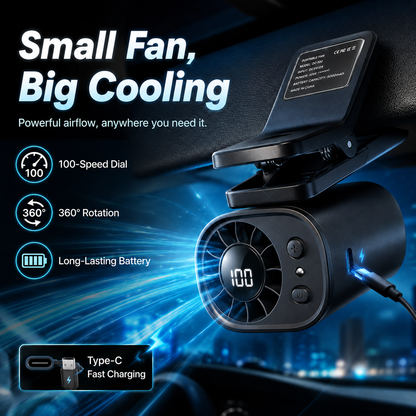 🔥8400+ sold🌀Car Clip Fan with 360° Rotation & USB Rechargeable
