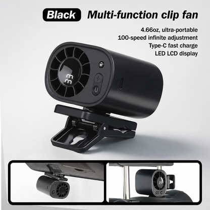 🔥8400+ sold🌀Car Clip Fan with 360° Rotation & USB Rechargeable