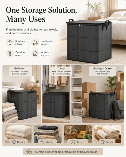 ✨Large-Capacity Zippered Storage Bag – Declutter Bedding, Clothes & More