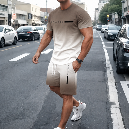 🎁Men’s Gradient Short Sleeve Tracksuit 2-Piece Set