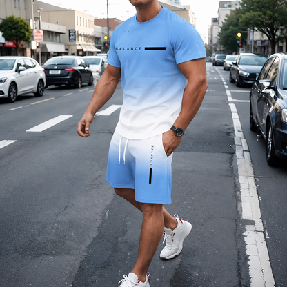 🎁Men’s Gradient Short Sleeve Tracksuit 2-Piece Set