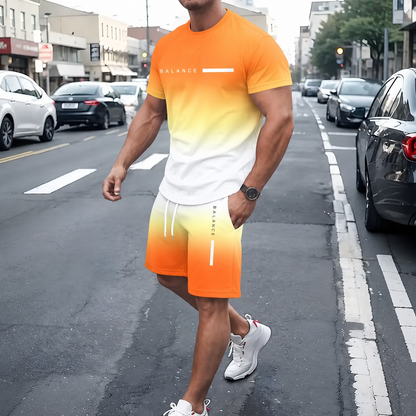 🎁Men’s Gradient Short Sleeve Tracksuit 2-Piece Set