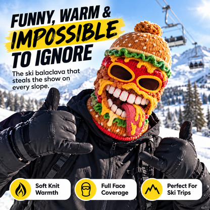 😂 Funny Food Knit Balaclava – Warm Full-Face Ski Mask for Winter Adventures