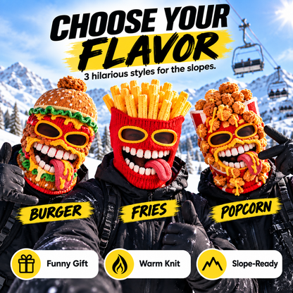 😂 Funny Food Knit Balaclava – Warm Full-Face Ski Mask for Winter Adventures