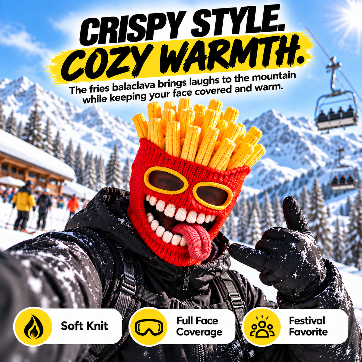 😂 Funny Food Knit Balaclava – Warm Full-Face Ski Mask for Winter Adventures