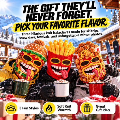 😂 Funny Food Knit Balaclava – Warm Full-Face Ski Mask for Winter Adventures