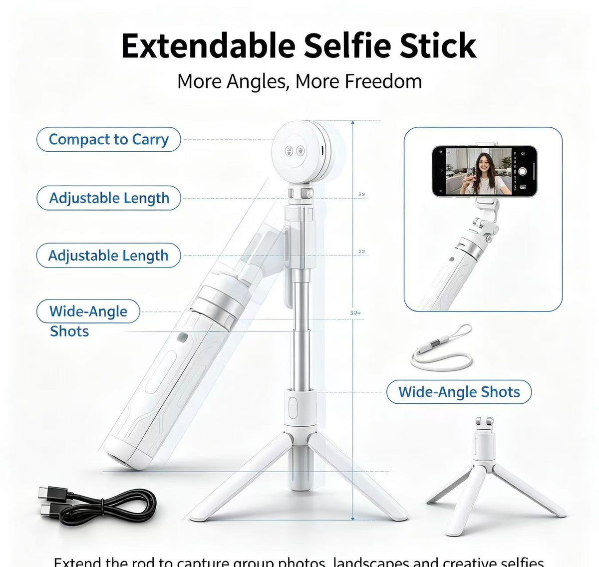 📸LAST DAY 32% OFF-Zoomable Magnetic Palm Grip | Selfie Stick & Tripod