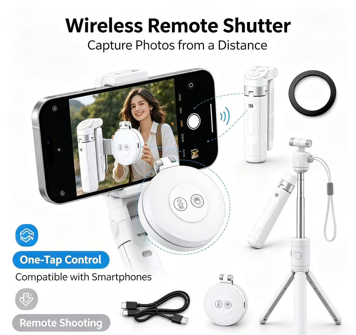 📸LAST DAY 32% OFF-Zoomable Magnetic Palm Grip | Selfie Stick & Tripod