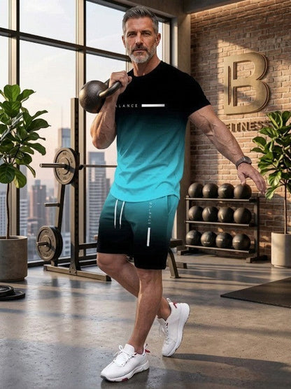 🎁Men’s Gradient Short Sleeve Tracksuit 2-Piece Set
