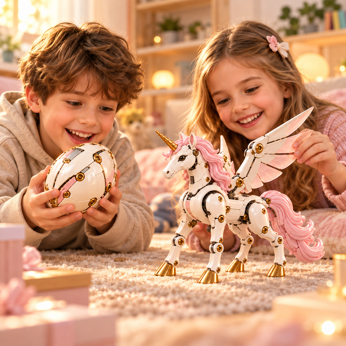 🔥Last Day 60% OFF🦄 2-in-1 Transforming Mechanical Unicorn Egg – Winged Fantasy Figure